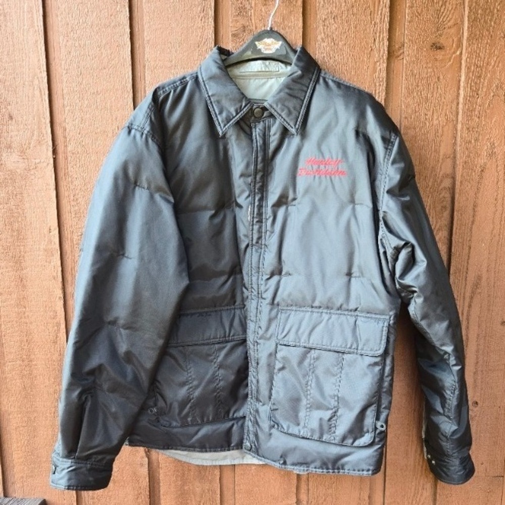 Vintage Harley Davidson Reversible Puffer Jacket Embroidered Screamin Eagle XL